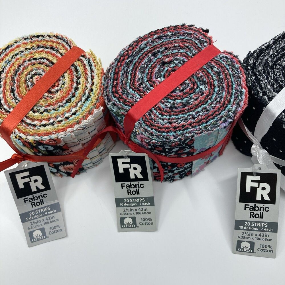 JoAnn Fabrics Jelly Roll Quilting Multicolor Fabric Rolls Lot of 3 - Picture 4 of 5